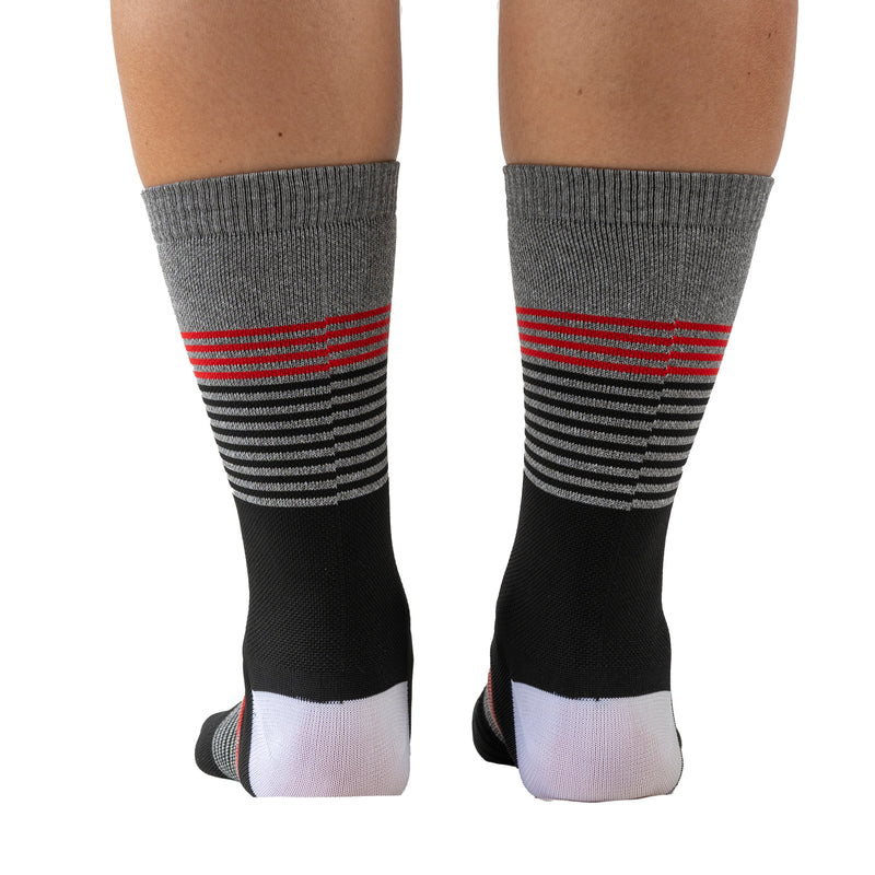 Media Ciclismo Digital Negro Rojo Merino 7"