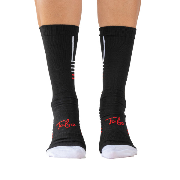 Media Ciclismo 3D Negro Blanco Rojo 7"