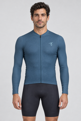 Jersey de Ciclismo Manga Larga Hombre Horizonte — Azul Petróleo