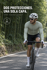 Jersey de Ciclismo Manga Larga Hombre Calma Ligera — Eucalipto