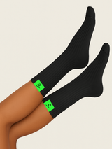 Media Ciclismo Doble Brand Negro Verde Neon