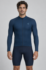 Jersey de Ciclismo Manga Larga Hombre Horizonte — Azul Petróleo