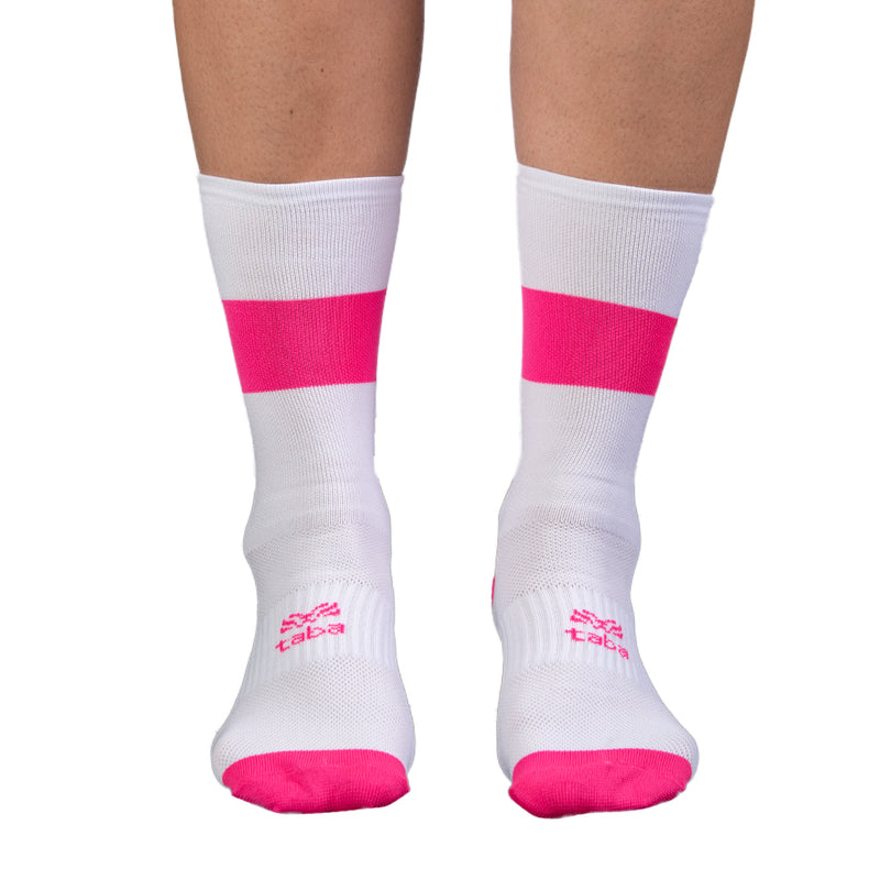 Media Ciclismo Franja Blanco Fucsia