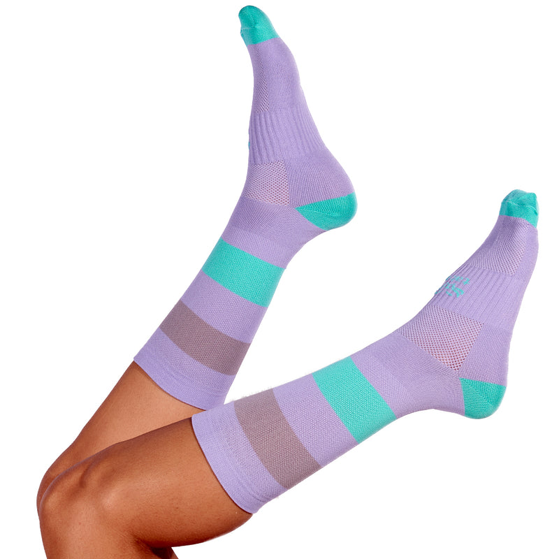 Media Ciclismo Franja Lila  Gris Menta