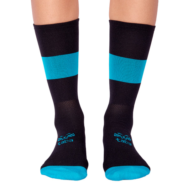 Media Ciclismo Franja Negro Azul Jade
