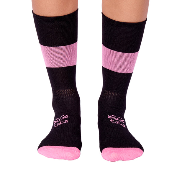 Media Ciclismo Franja Negro x  Rosado