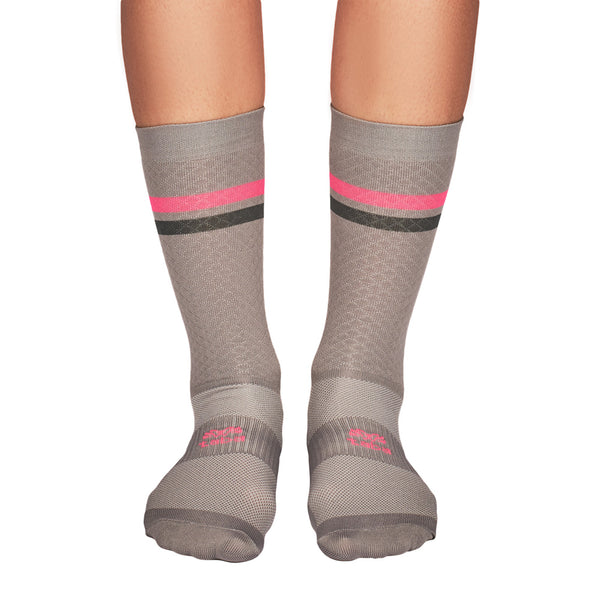 Media Ciclismo Rombito Gris Lineas Fucsia Gris 7"