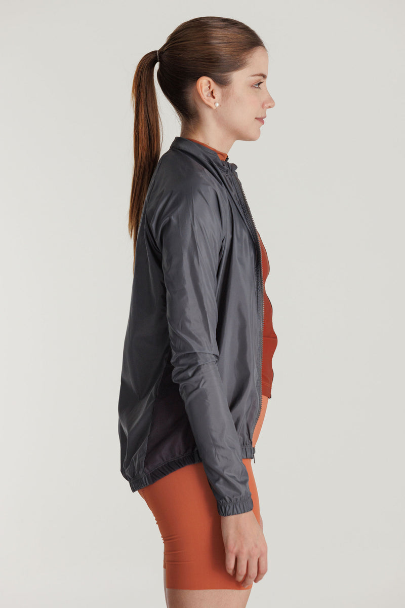 Chaqueta Ciclismo Mujer Cortaviento Gris