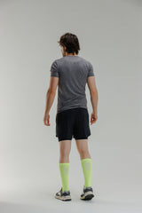 Media Ciclismo con Compresion Completa Verde Neon