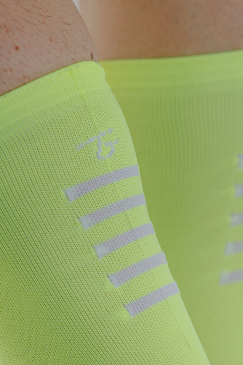Media Ciclismo con Compresion Completa Verde Neon