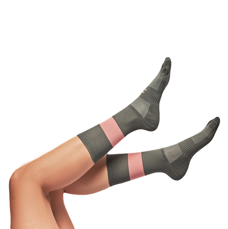 Media Ciclismo Franja Gris Oscuro Palo de Rosa 7"