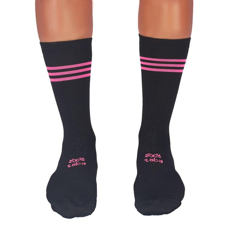 Media Ciclismo Lineas Negro Fucsia